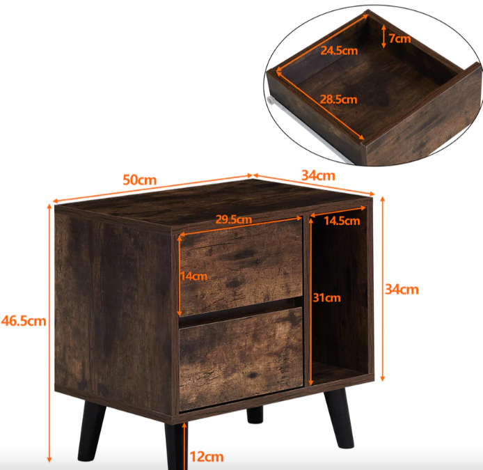 Andru Modern Wood Bedside Table