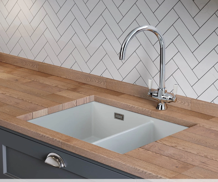 1.5 Bowl Ceramic Undermount / Inset Kitchen Sink