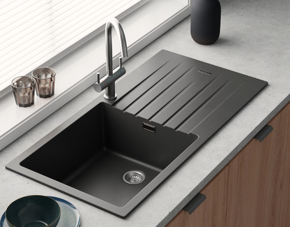 Large Single Bowl Granite Composite Kitchen Sink & Waste - 1000 x 500mm